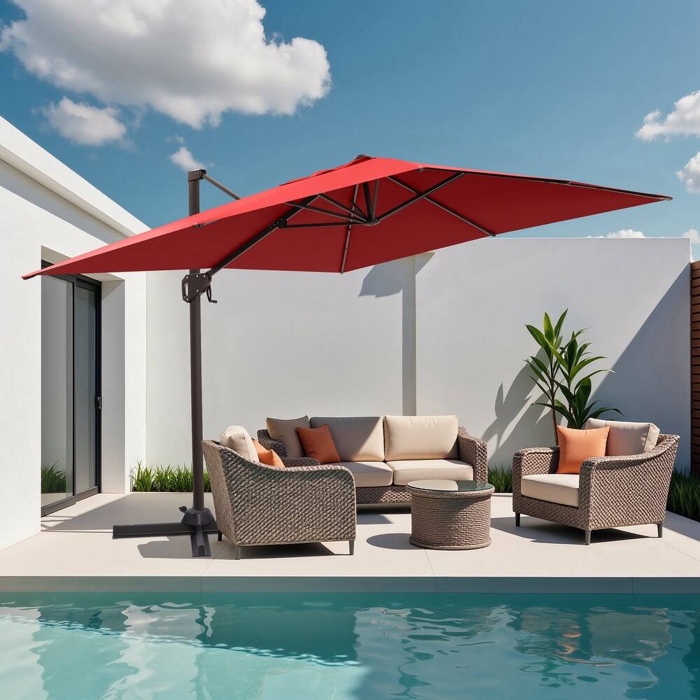 11 x 9 FT Outdoor Patio Cantilever Offset Rectangle Umbrella