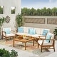 preview thumbnail 3 of 27, Perla Acacia Wood 7-piece Outdoor Chat Set by Christopher Knight Home