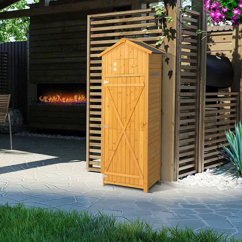 Costway Garden Storage Shed Outdoor Lockable Storage Cabinet Tool - See Details