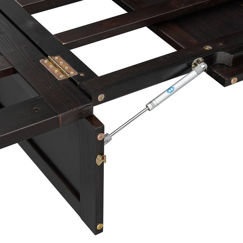 Rattan Weaving Accents Murphy Bed Full Size Foldable Wall Cabinet Bed with Underbed Storage Drawers and Golden Handles