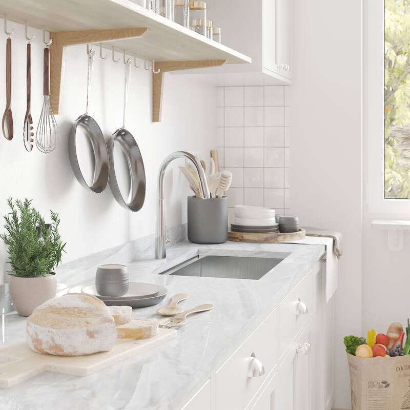 Workstation Ledge Kitchen Sink Undermount 304 Stainless Steel Single Bowl R10 Tight Radius Sink