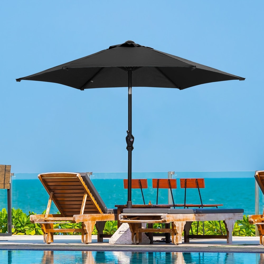 black steel patio umbrella 33 lbs Base Stand Heavy Duty Outdoor Umbrella Base Made Nuu Garden providing maximum protection and longevity Black Steel 9 Foot Tilting