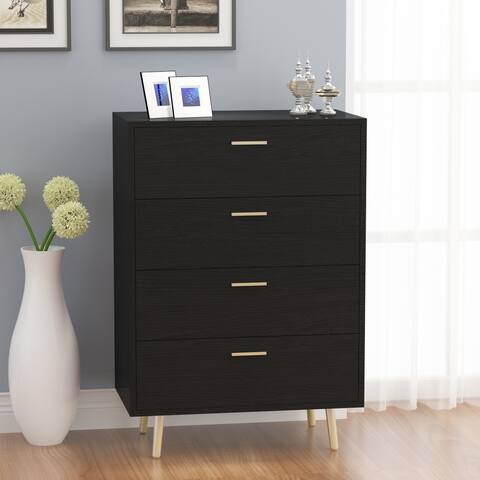 Kerrogee 4-Drawer Dresser - Wood Storage Chest - Walnut/White