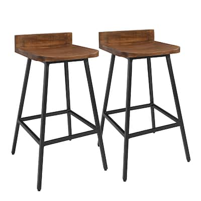 Pennie 27" Solid Wood & Iron Counterstool (Set of 2) by Kosas Home