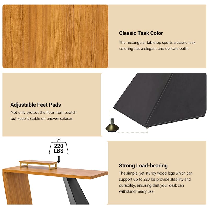 63"Modern Executive Desk ,Rustic Industrial Wooden Writing Desk,Study Desk with Monitor Stand,Rectangular Computer Desk