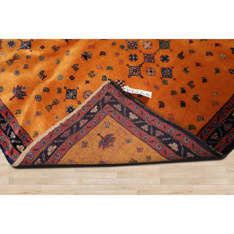4'x6' Hand Knotted Gold Geometric Traditional Wool Oriental Area Rug - 4' x 6'