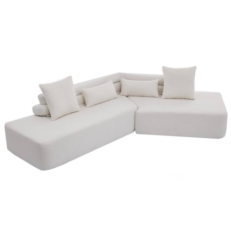 128" Cloud Sectional Sofa, Fabric Upholstered Couch with Deep Seat, Modern Couches No Assembly for Apartment Living Room