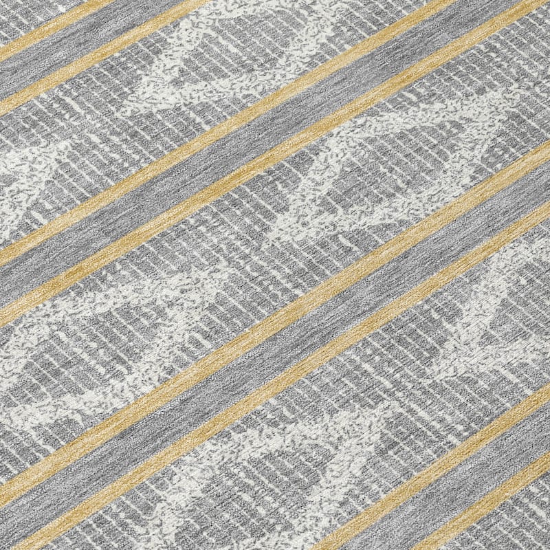 Machine Washable Indoor/ Outdoor Diamond Stripe Chantille Rug
