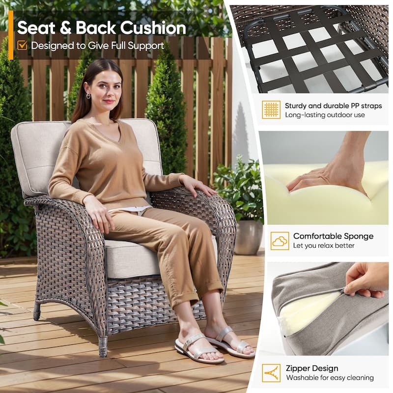 Pocassy 8 Piece Ooutdoor Fire Pit Table with Sofa Set