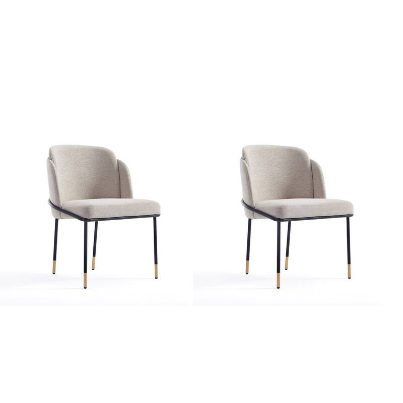 Manhattan Comfort Flor Fabric Dining Chair - Set of 2 - Wheat