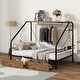 preview thumbnail 2 of 7, Black Metal Platform Bed with Clothes Rack, Storage Shelves, Drawers