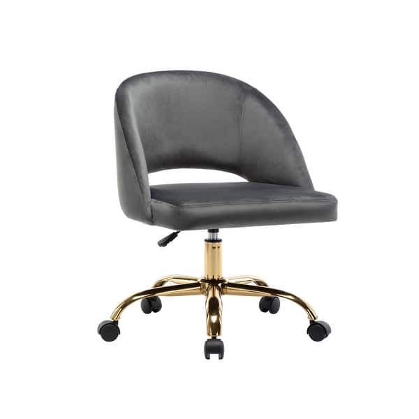 slide 3 of 26, Porthos Home Naiko Velvet Upholstery Swivel Office Chair Grey