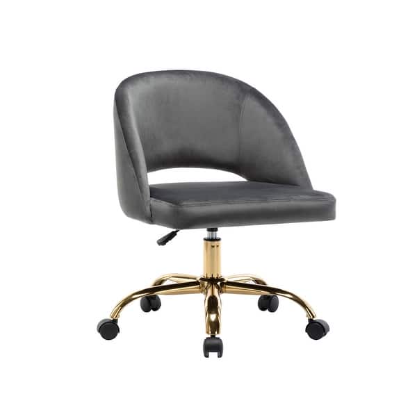 slide 2 of 6, Porthos Home Naiko Velvet Upholstery Swivel Office Chair Grey