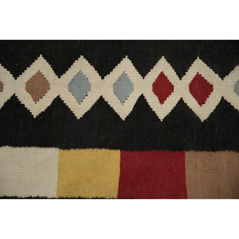 Hand Woven Oriental 100% Wool Carpet Southwestern Modern Multi-Colored Kilim Area Rug - 14' 2'' X 9' 8''