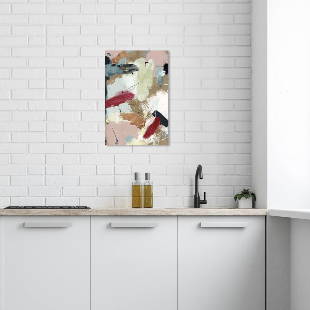 Wynwood Studio Canvas Abstract Crimson in The Sands II Pink and Light Pink Glam Wall Art Canvas Print