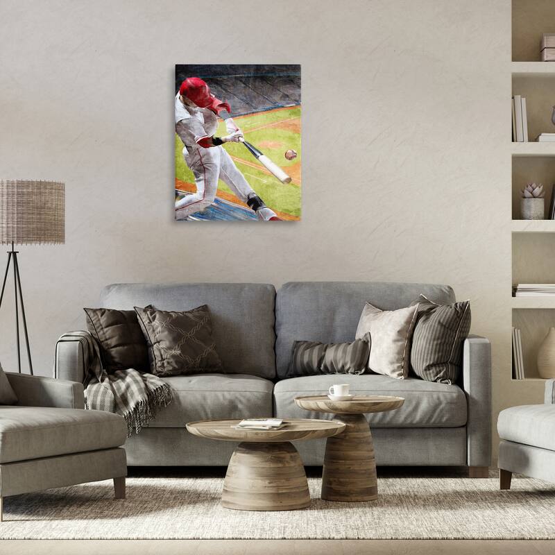 Stupell Athlete Hitting Baseball Canvas Wall Art Design By Kim Allen