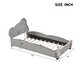 preview thumbnail 4 of 8, Twin Size Velvet Upholstered Platform Bed with Bear-Shaped Headboard & Bed-End Storage Pocket-Wood Slat Support, Easy Assembly