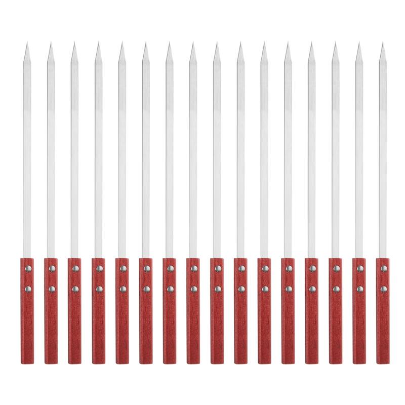 16pcs Kebob Skewers 34.5cmx10mmx2mm Flat Sticks with Wood Handle - 134.5cmx10mmx2mm
