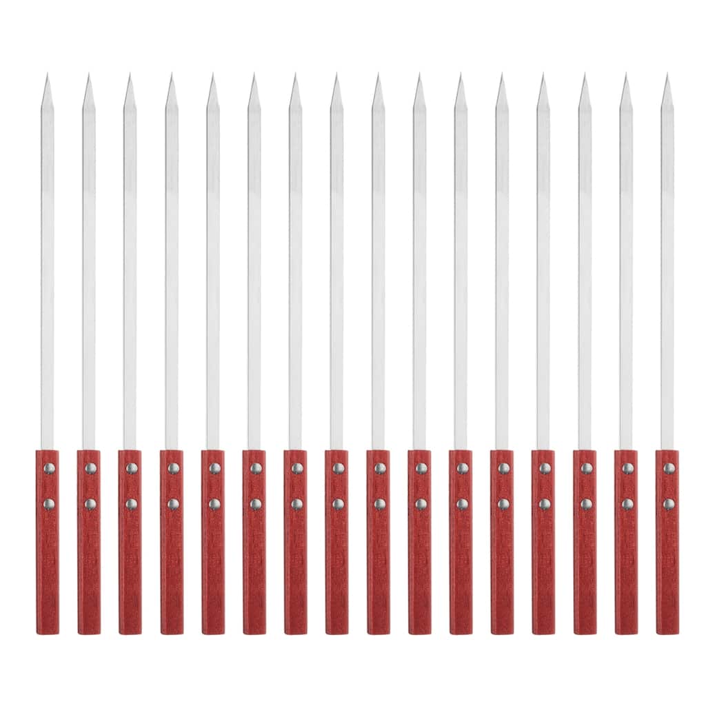 16pcs Kebob Skewers 34.5cmx10mmx2mm Flat Sticks with Wood Handle - 134.5cmx10mmx2mm