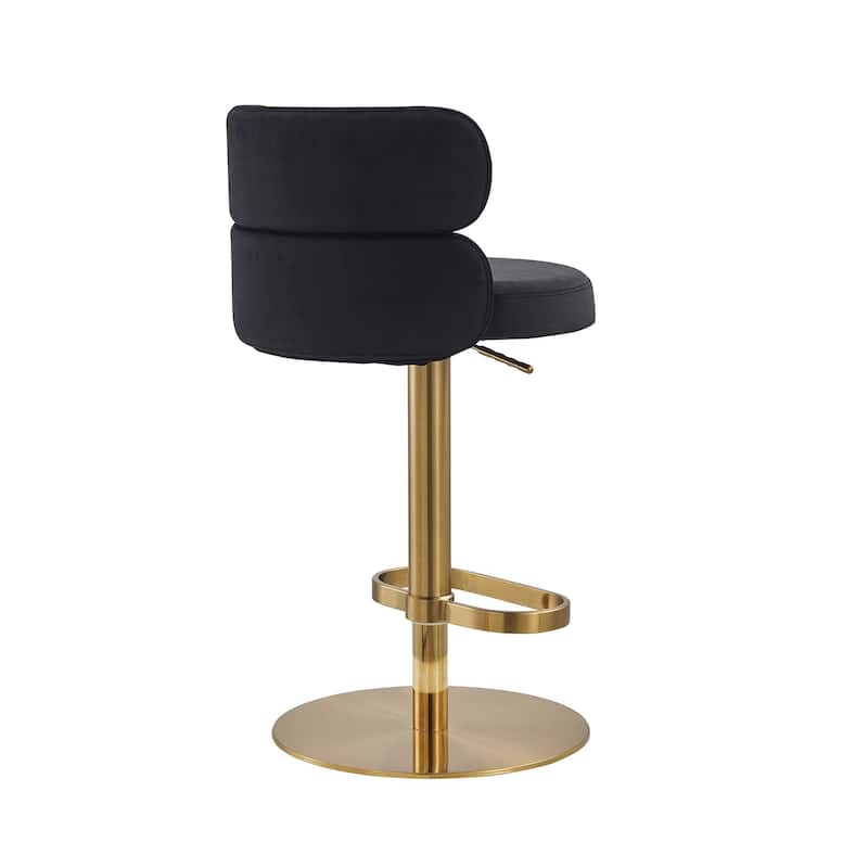 Modern Velvet Bar Stool with Height Adjustment and 360-Degree Swivel