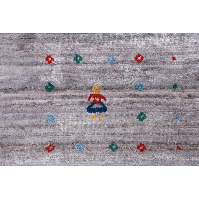 Hand Knotted Oriental 100% Wool Carpet Tribal Tribal Greys & Charcoal Gabbeh Area Rug - 9' 11'' X 7' 9''