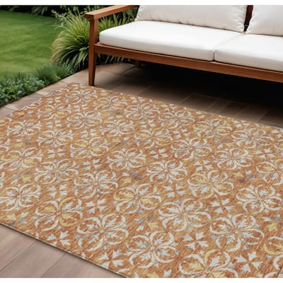 HomeRoots Floral Transitional Rectangle Outdoor Rug