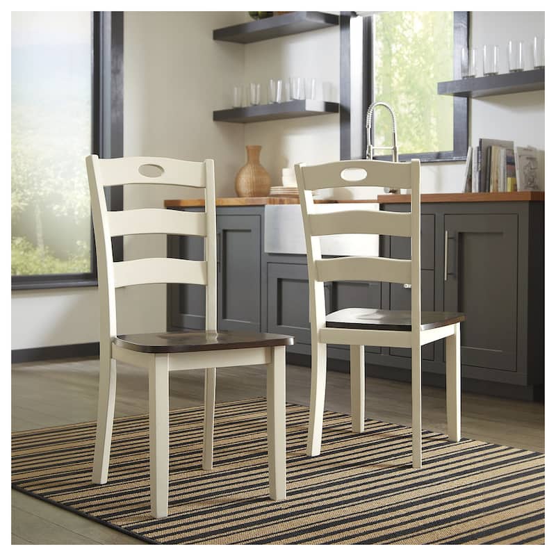 Signature Design by Ashley Woodanville Ivory and Brown Dining Chairs (Set of 2) - Set of 2 - Ivory - Dining Height
