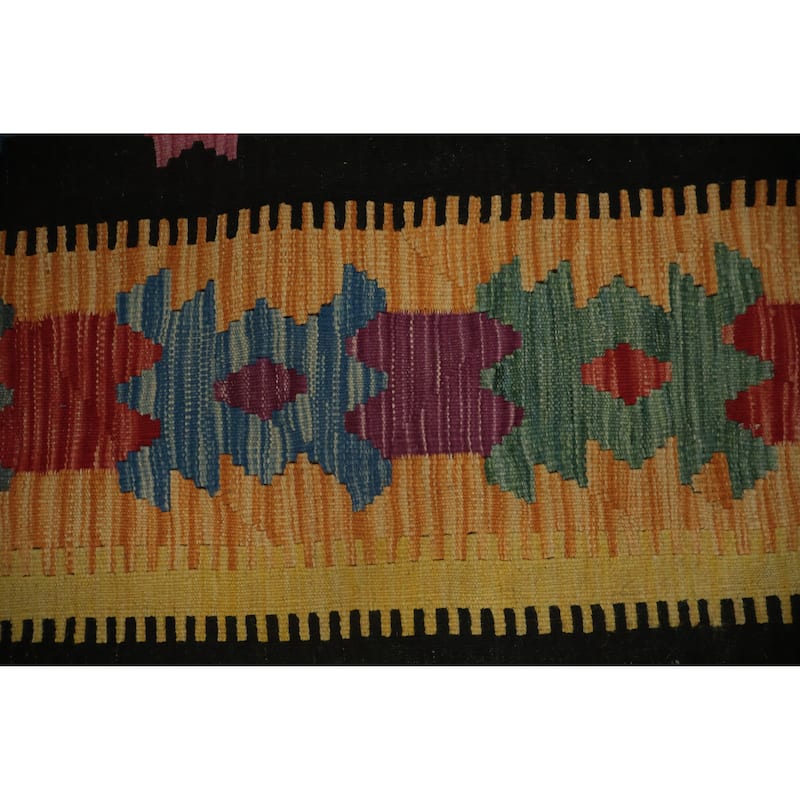 Hand Woven Oriental 100% Wool Carpet Southwestern Tribal Multi-Colored Kilim Area Rug - 11' 6'' X 8' 2''