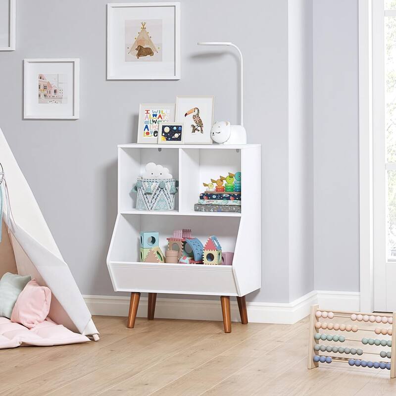 COSTARS Toy Storage Organizer, Kids Bookshelf and Toy Storage with Legs, 3 Cube Storage Organizer - White