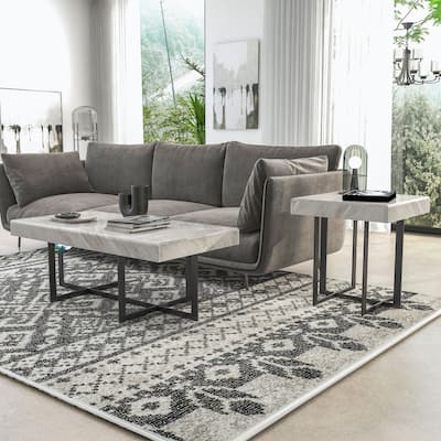 Granala Contemporary Steel 2-Piece Storage Coffee Table Set by Furniture of America