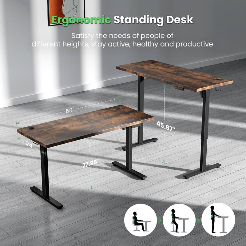 SIAGO 48 x 24 Inch Computer Desk Height Adjustable Electric Sit Stand Up Desk