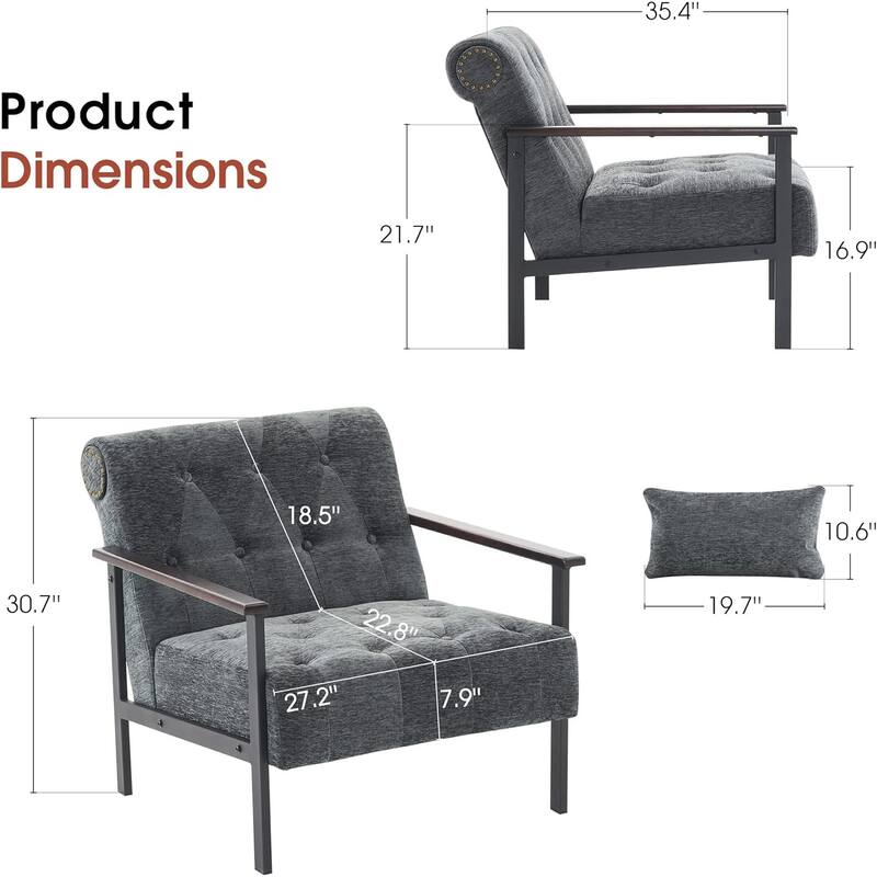 MCombo set of 2 Modern Accent, Ergonomics Lounge Chair for Living Room, Chenille, HQ417