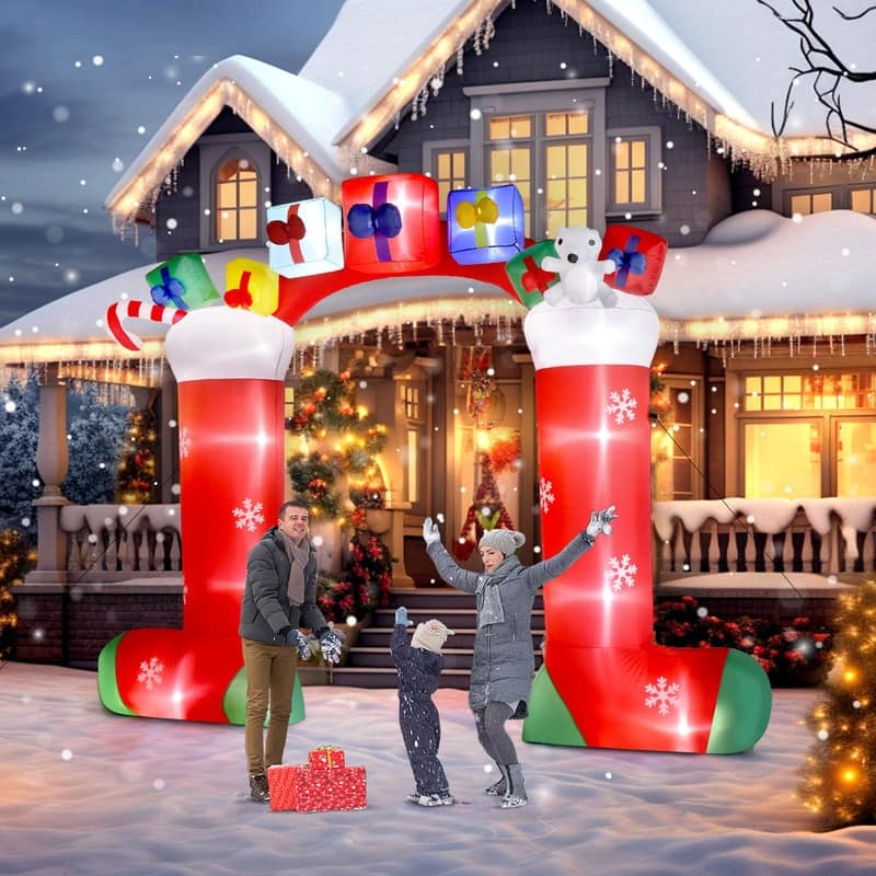 9ft 11 LED Lights Christmas Sock Arch Holiday Arch Decoration - N/A