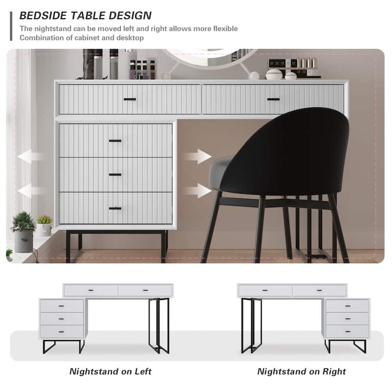 Eclife Makeup Vanity Desk Set with Drawers Storage Dresser Dressing Table for Bedroom