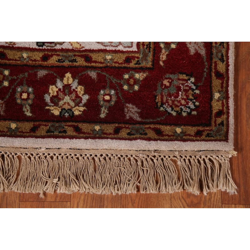 Floral Ivory Agra Indian Foyer Rug Hand-Knotted Wool Carpet - 3'1"x 5'1"
