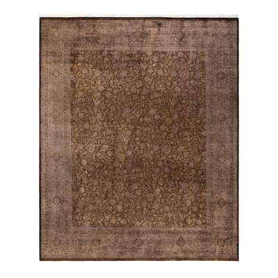 Overton Hand Knotted Wool Vintage Inspired Modern Contemporary Overdyed Brown Area Rug - 8' 2" x 10' 1"
