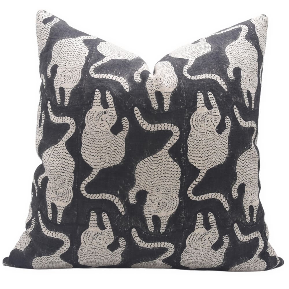 Linen Boho Block print pillow Cover - Mushakraj