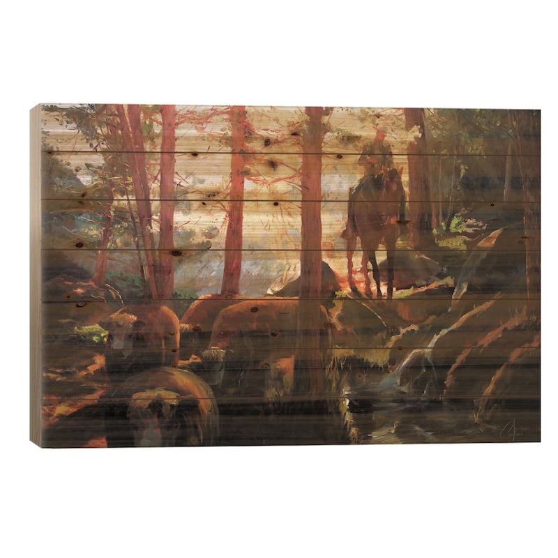 Rough Terrain Print On Wood by Christopher Clark - Multi-Color - 26x40x1.5