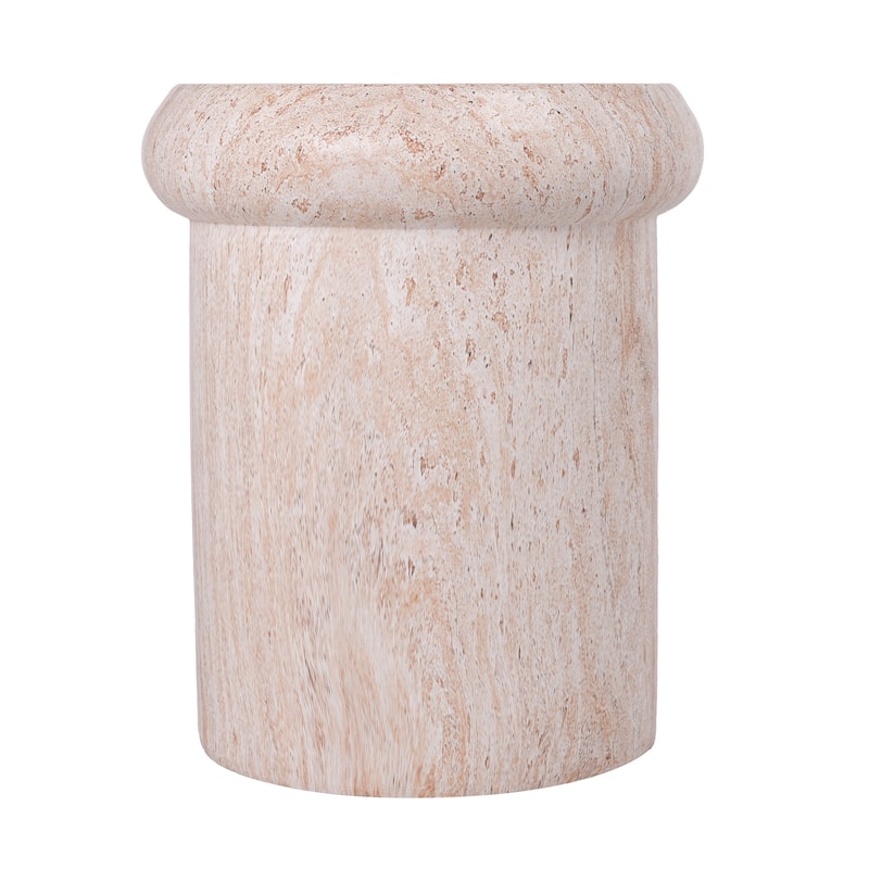 Christopher Knight Home - Lightweight Concrete Sculptural Side Table with Faux Marble Travertine Finish for Indoor & Outdoor