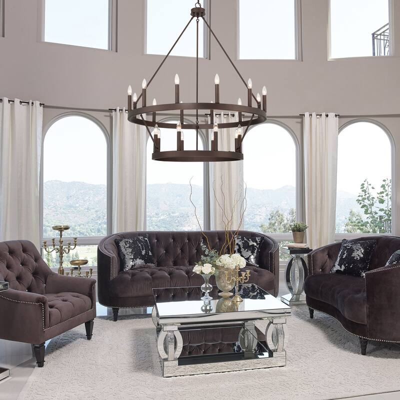 The Gray Barn Highclere Farmhouse 20-light Wagon Wheel Chandelier - 40"x40"x 47.83"