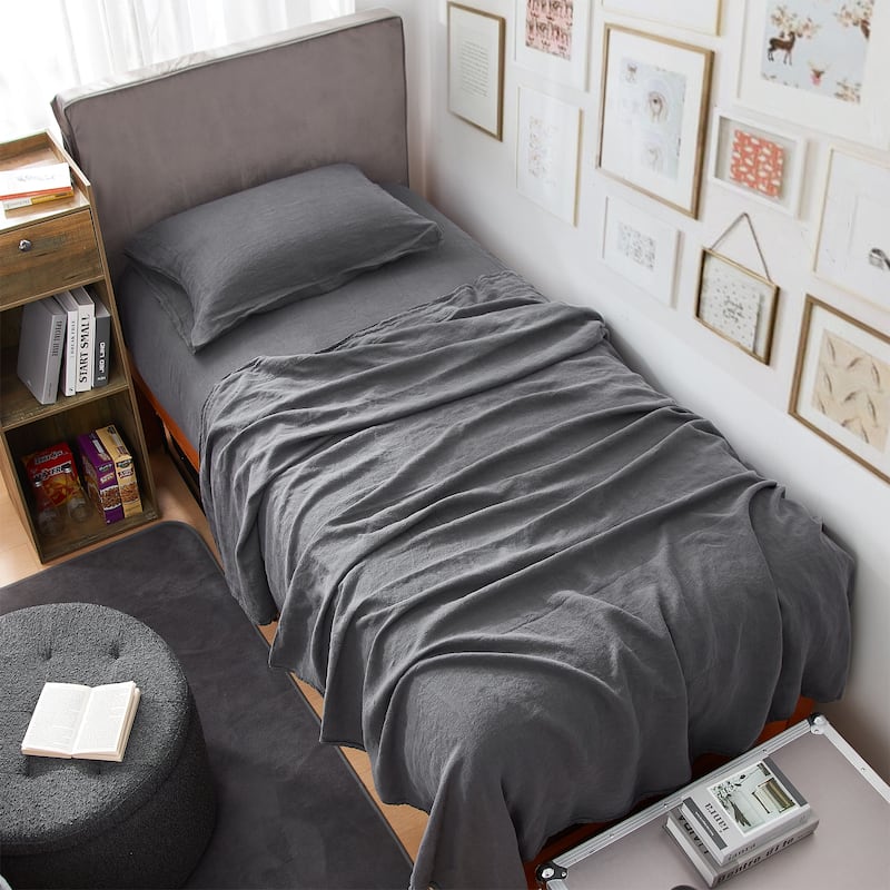 Dark Sky Reserve™ Portugal Made 100 Linen Sheet Set Charcoal Gray