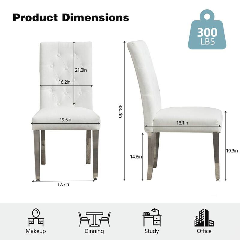 2PCS Velvet Dining Chairs With Stainless Steel Legs