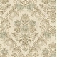 preview thumbnail 1 of 4, Seabrook Designs Berit Floral Damask Unpasted Wallpaper 20.5 in. W x 33 ft. L - Metallic Tan & Dusty Blue