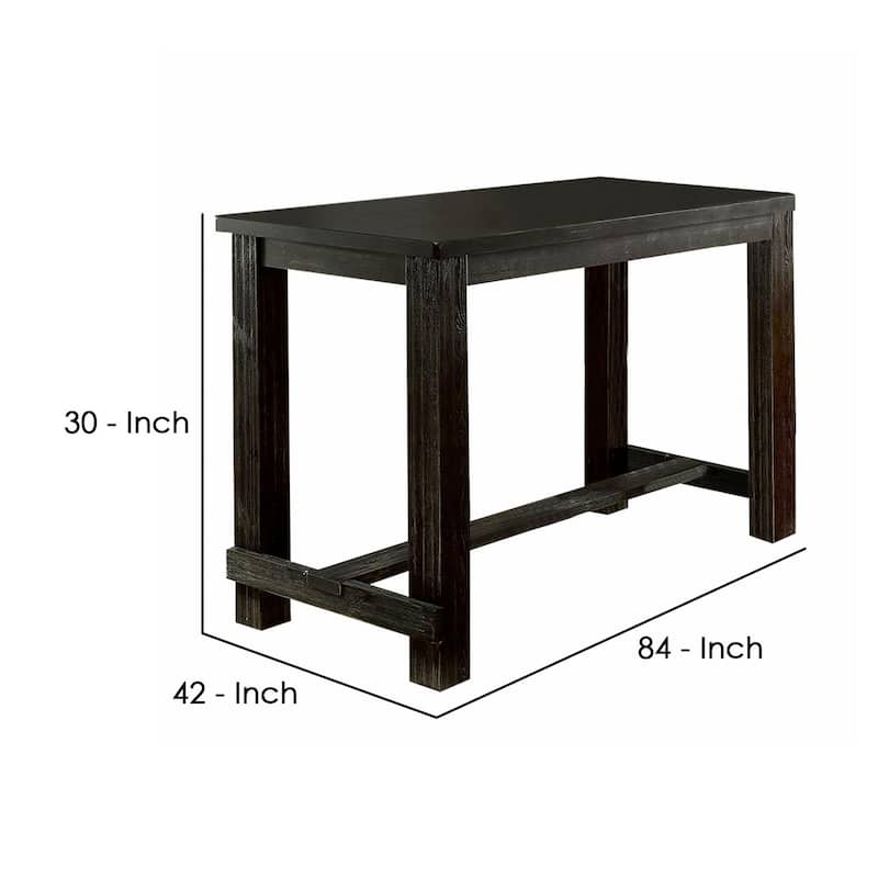 84 Inches Rectangular Dining Table with Leaf Extension, Antique Black