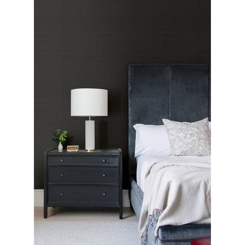 A-Street Prints Colcord Black Sisal Grasscloth Wallpaper