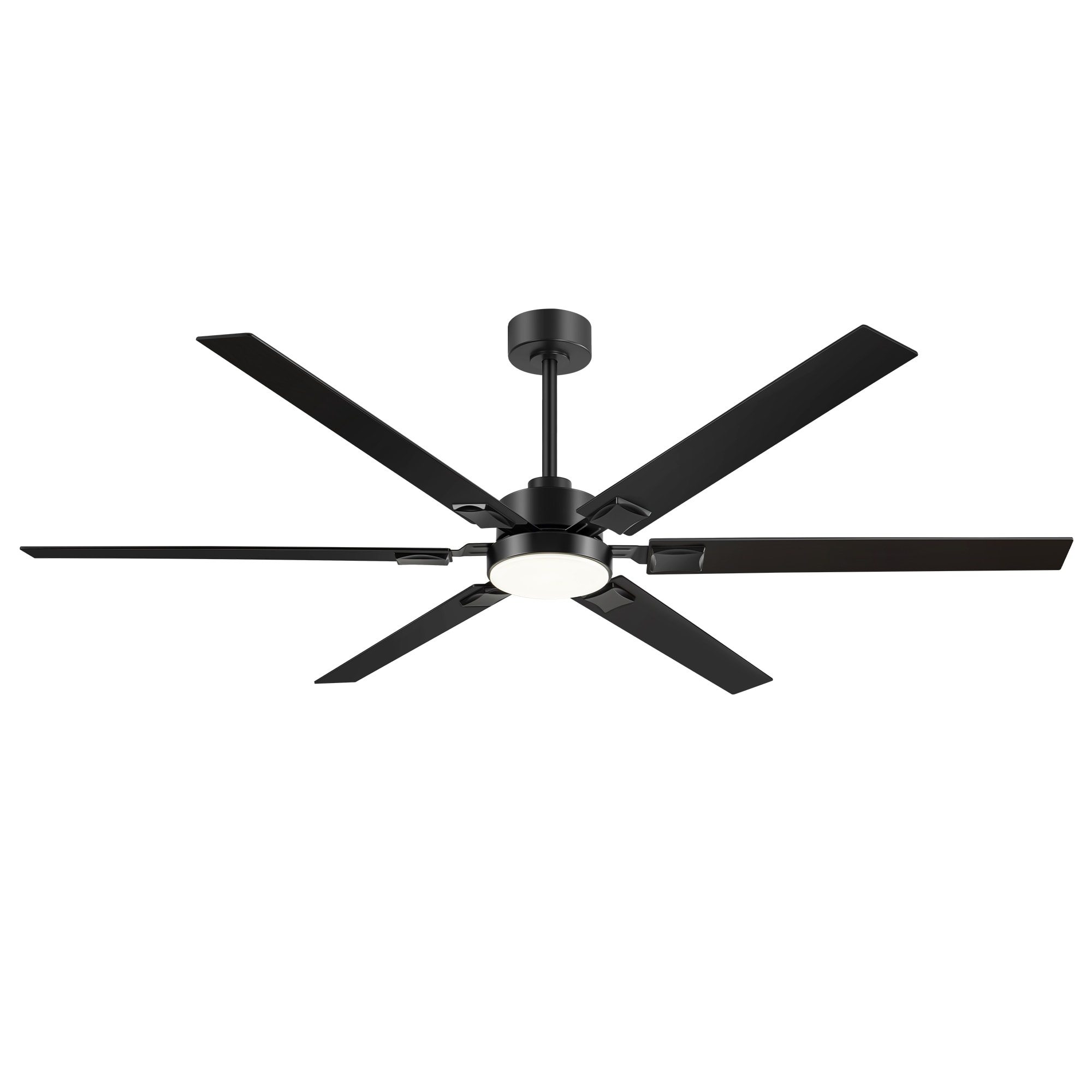 72" LED Ceiling Fan with Light and Remote Control, 6-Blade Black Wood Finish, 6-Speed DC Motor, Reversible, Memory Function
