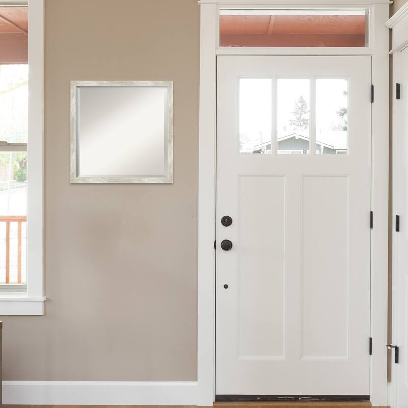 Beveled Wall Mirror - Crackled Metallic Narrow Frame - Crackled Metallic Narrow