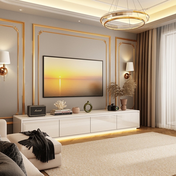 Horizon White High Gloss TV Stand with Soothing LED Glow