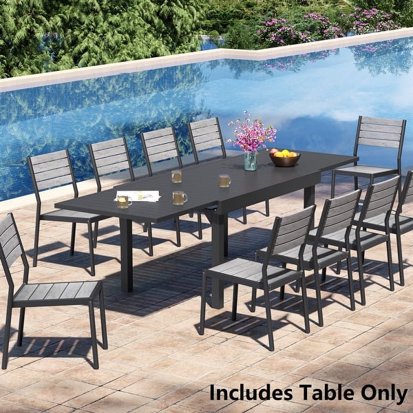 slide 2 of 8, Pellebant Outdoor Aluminum Expandable Rectangle Patio Dining Table Black - 106.2 inches