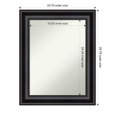 Non-Beveled Wall Mirror - Grand Black Frame